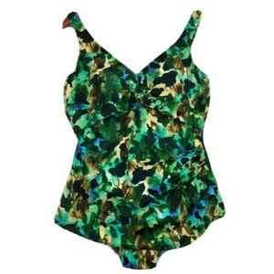 Catalina Suddenly Slim One Piece Green & Blue Swimsuit Size XL (16-18)